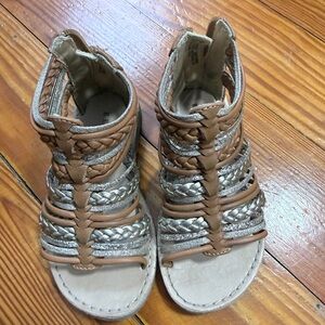 Kelly & Katie Tan and Silver Kids Sandals